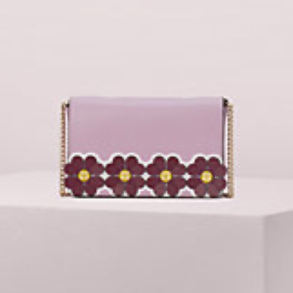 Kate spade Sylvia graphic appliqué chain wallet NEW With TAGS! purse lavender